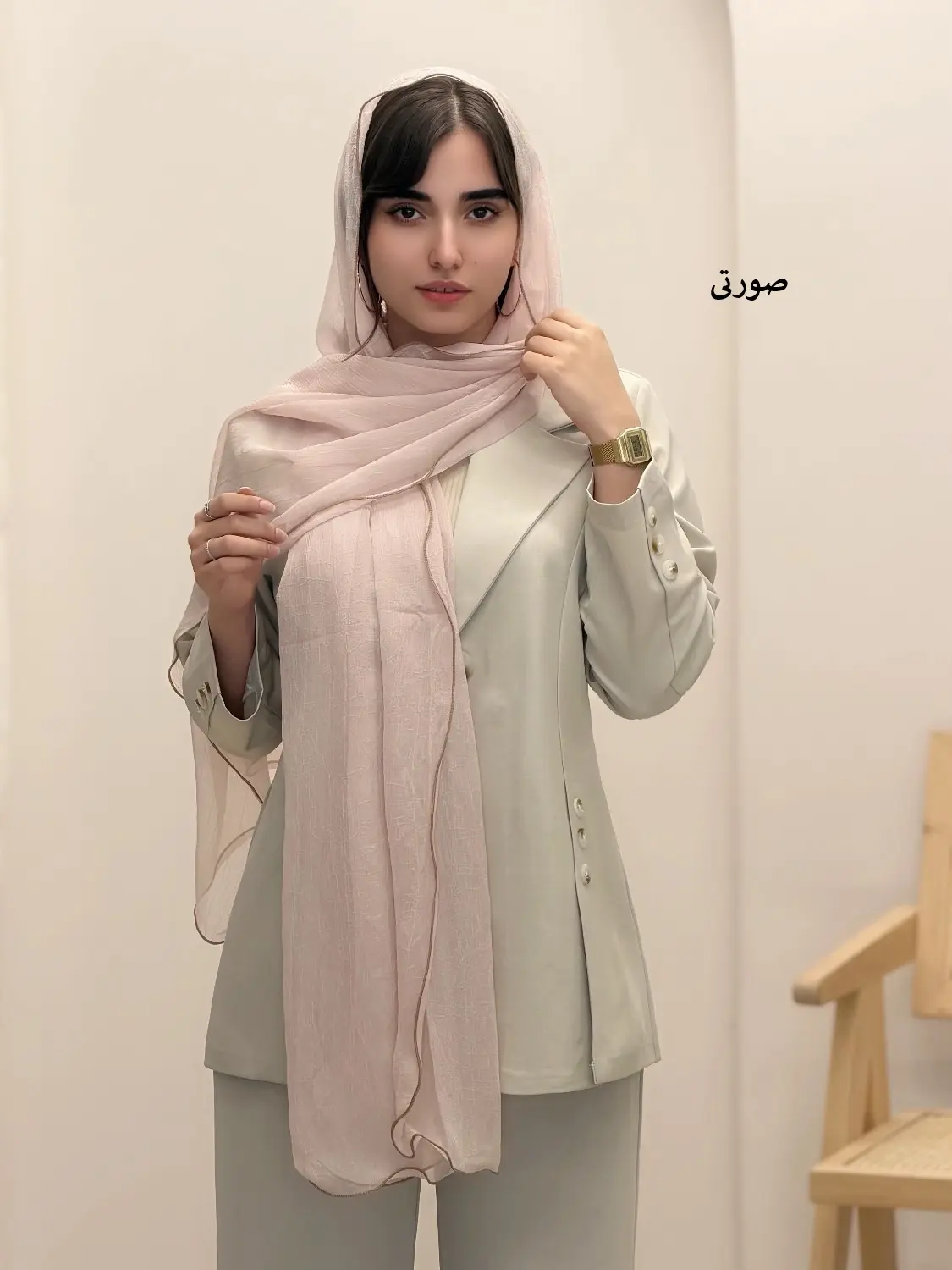 4076-شال ابریشم نیلی